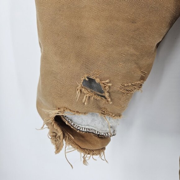 Carhartt Jacket Mens Large Brown Quilted Workwear Distressed Canvas Lined Zip - Picture 5 of 14